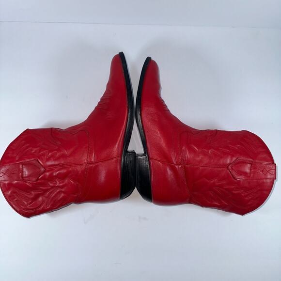 Jasper Blass Plum Leather Cowboy Boots Women's 7.5 (US) Red 1" Heel Festival - Picture 7 of 12